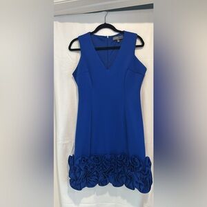 Donna Ricco Cobalt Blue Mini Dress with Ruffle Detail
